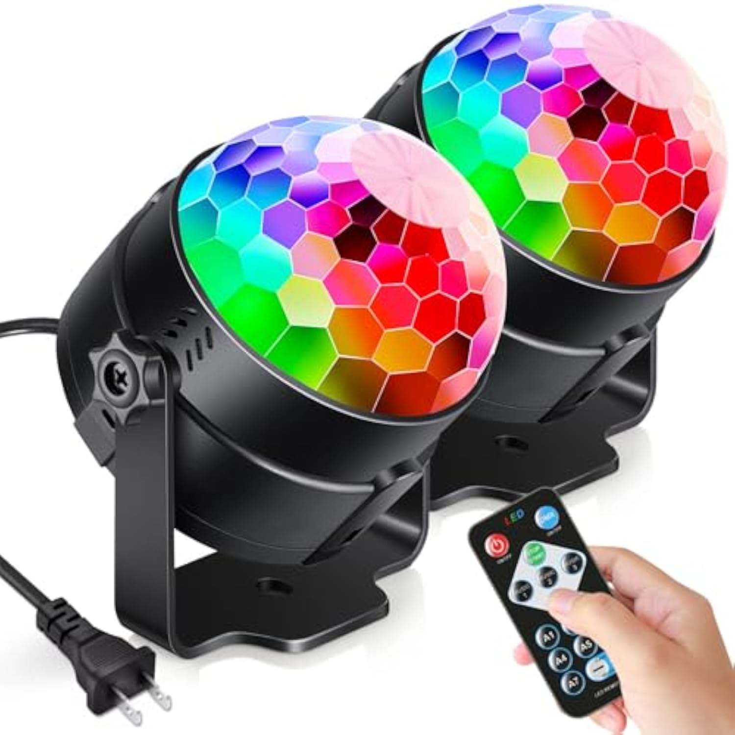 2-Pack Sound Activated Party Lights With Remote Control, Disco Ball Light, Dj Strobe Lamp For Home Room Dance Party Supplies White Elephant Gifts Birthday Christmas Halloween Party Decorations