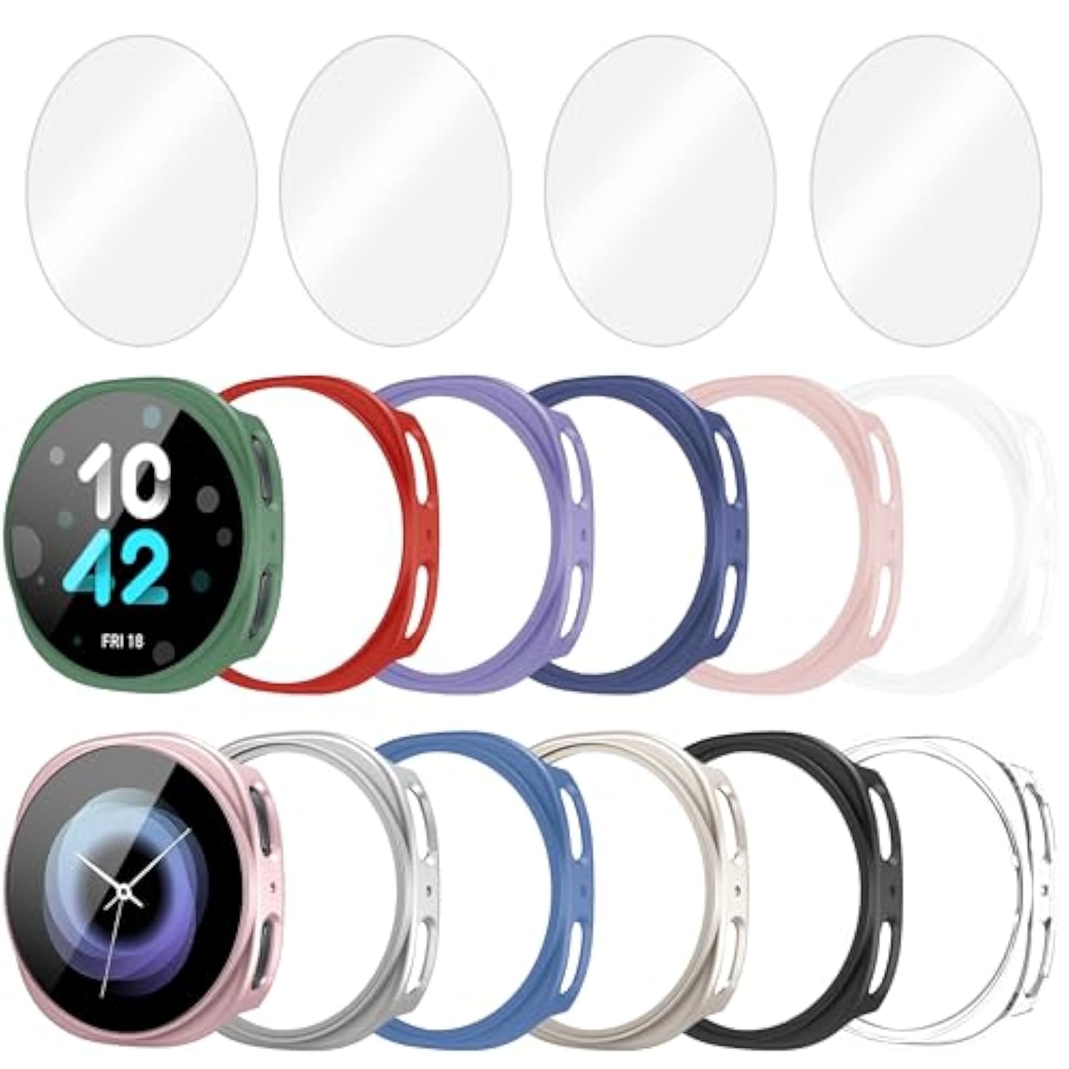 12+4 Pack Case For Samsung Galaxy Watch 8 44Mm With Tempered Glass Screen Protector, Waterproof Hard Pc Scratch Resistant Protective Cover Compatible With Galaxy Watch 8 44Mm
