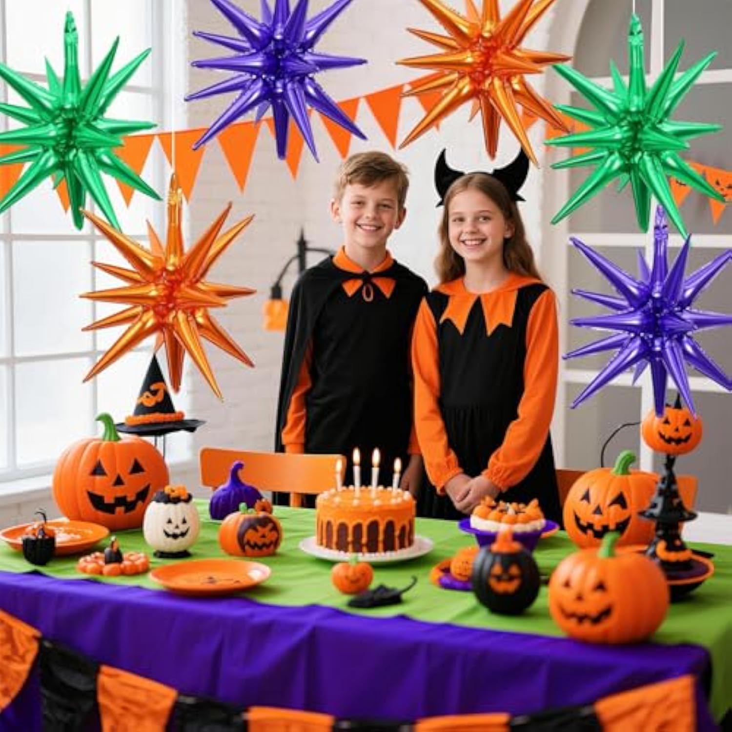 Orange Purple Green Star Balloons 22In Foil Party Decorations for Birthday Halloween Graduation