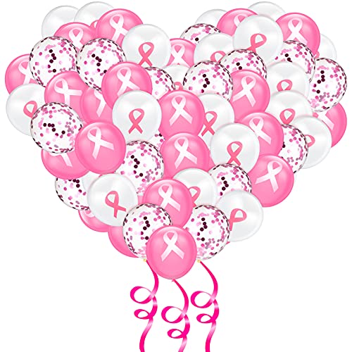 100 Pcs Breast Cancer Awareness Latex Balloons Pink Ribbon Decor