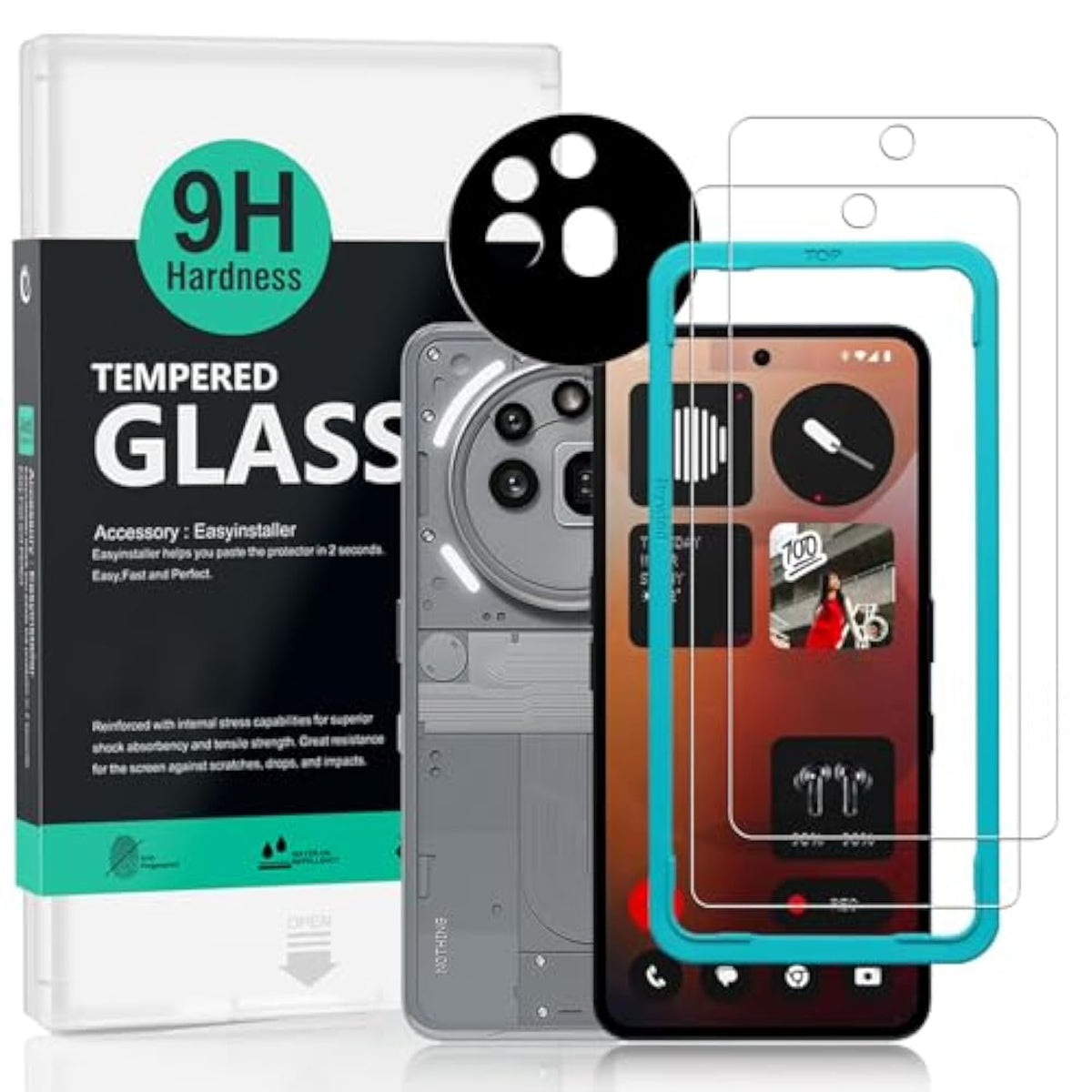 For Nothing Phone (3A) Pro 5G 6.77" Screen Protector(2 Pack),9H Hardness Tempered Glass,With 1Pc Camera Lens Protector,Easy To Install