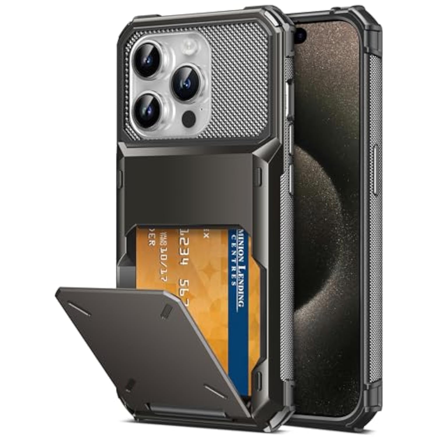 For Iphone 15 Pro Max Case 6.7 Wallet 5 Credit Card Holder Slot Flip Cover Design Back Pocket Scratch Resistant Hard Shell Hybrid Protective Bumper Armor For Iphone 15 Pro Max Gunmetal Bronze