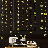 Gold 60th Birthday Garland – Metallic Stars & Dot Streamer for Anniversary Party"