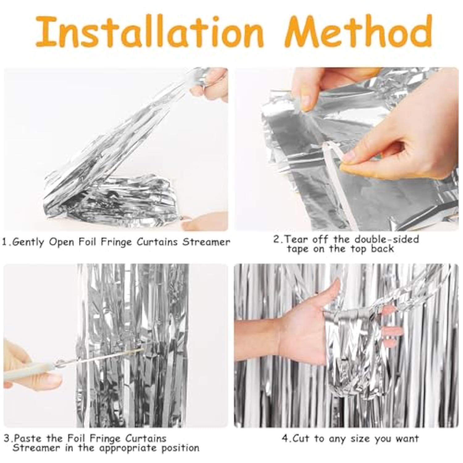 Streamer Party Decorations - 3.28 Ft X 6.56 Ft Metallic Foil Fringe Curtains Party Streamer Photo Backdrop For Birthday, Wedding, Baby Shower & Holiday Decor