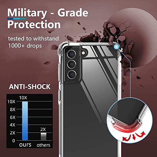 Clear Case For Samsung Galaxy S21 Fe 5G Shockproof Bumper Protective Cell Phone Back Cover, Hybrid Design Hard Pc Back With Flexible Tpu Frame Crystal Clear