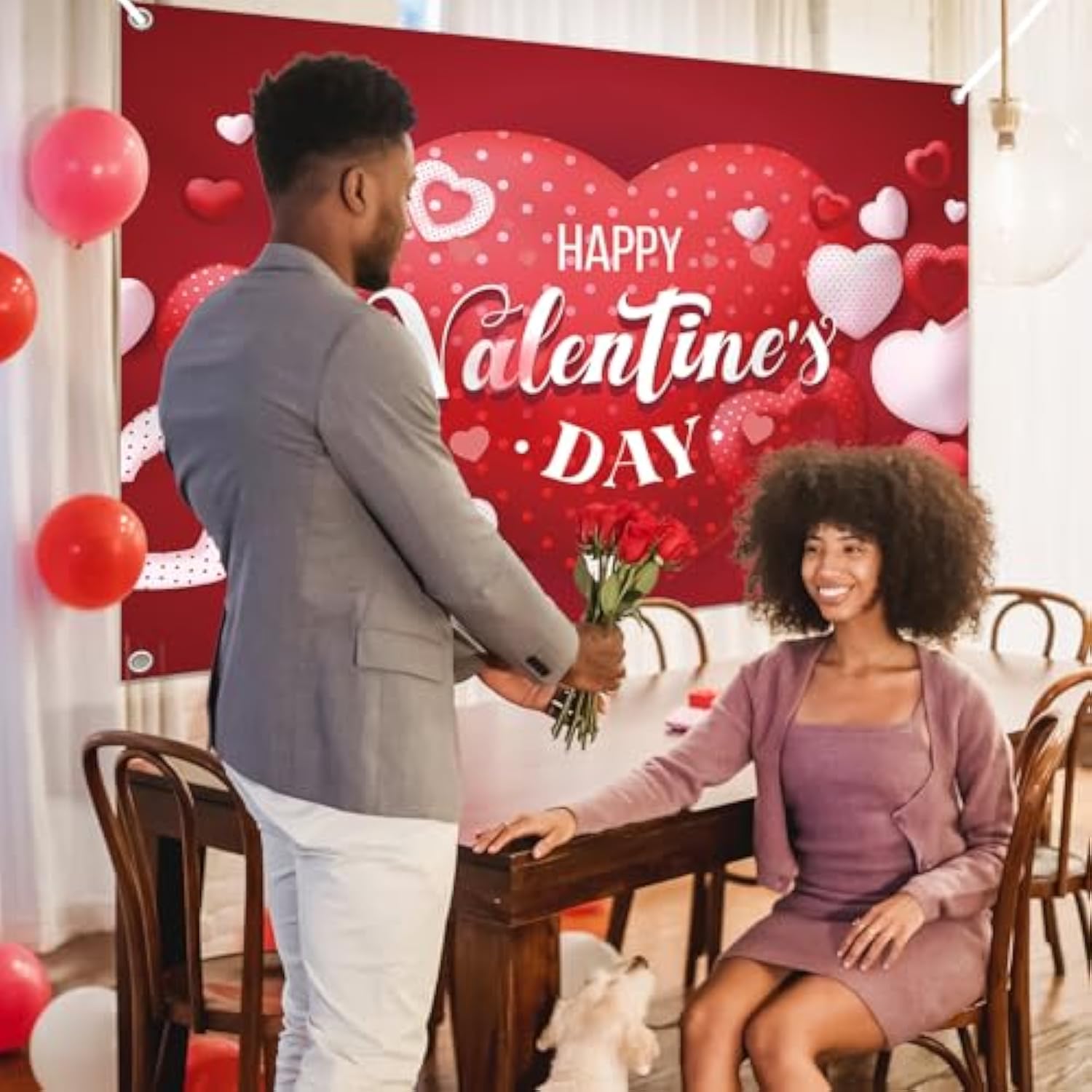 Happy Valentine'S Day Banner 72X44 Inch Backdrop For Photography, Party Decorations, Romantic Love Valentine Decorations