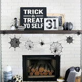 Spider Web Banner Garland Black Halloween Decorations Hanging Cobweb Spiderweb Haunted Mansion For Spooky Birthday Horror Home Office Classroom Mantle Fireplace Decor Party Supplies