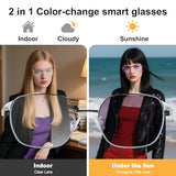 Smart Glasses, Anti-Blue Light Bluetooth Glasses, Built-in Mic and Speakers, Open Ear Music and Hands-Free Calls, Touch and Voice Assistant