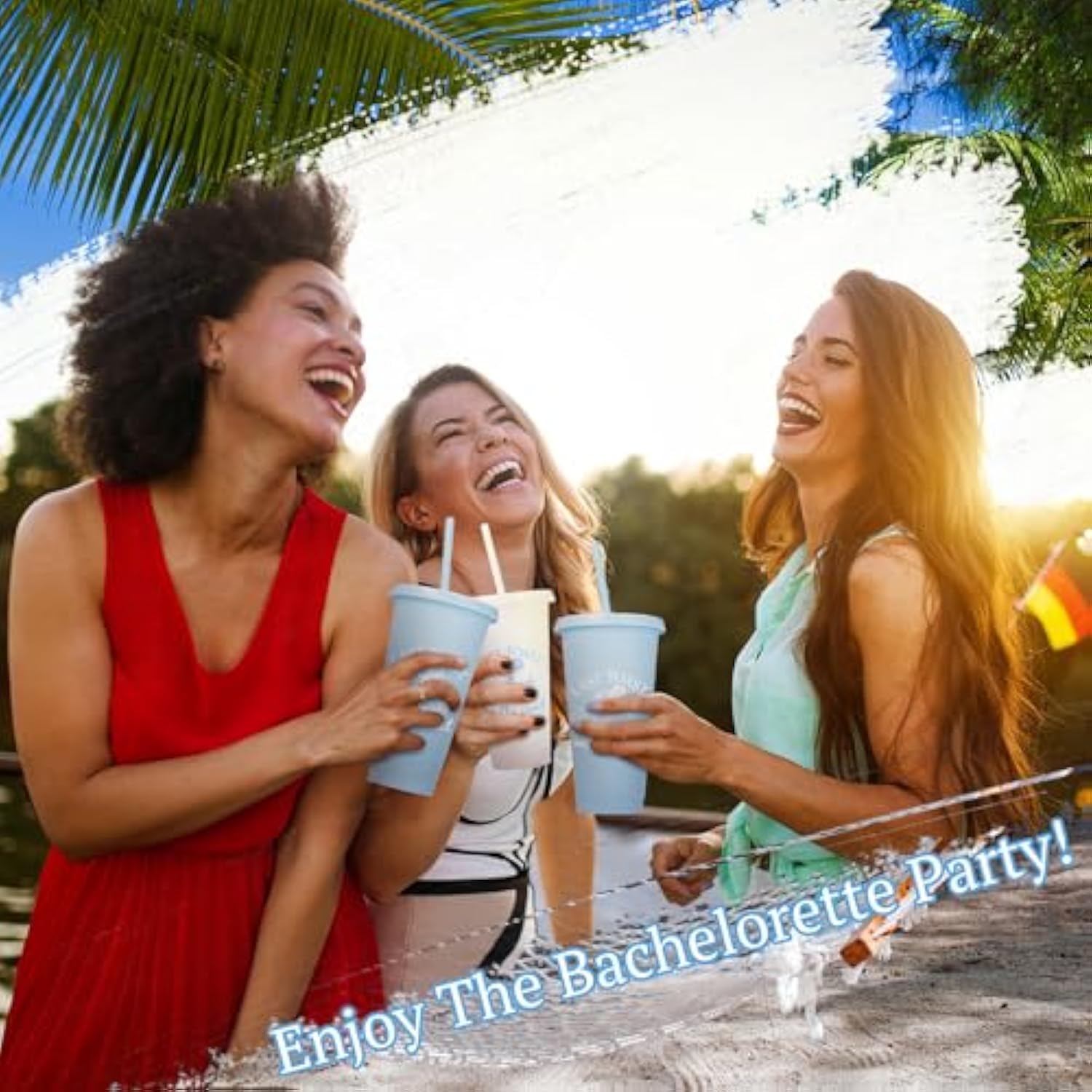 12 Pcs Last Toast On The Coasts Bachelorette Party Plastic Cups 24 Oz Party Tumbler With Lids And Straws Camp Bachelorette Cups For Bride Bridesmaid Gifts (Classic)