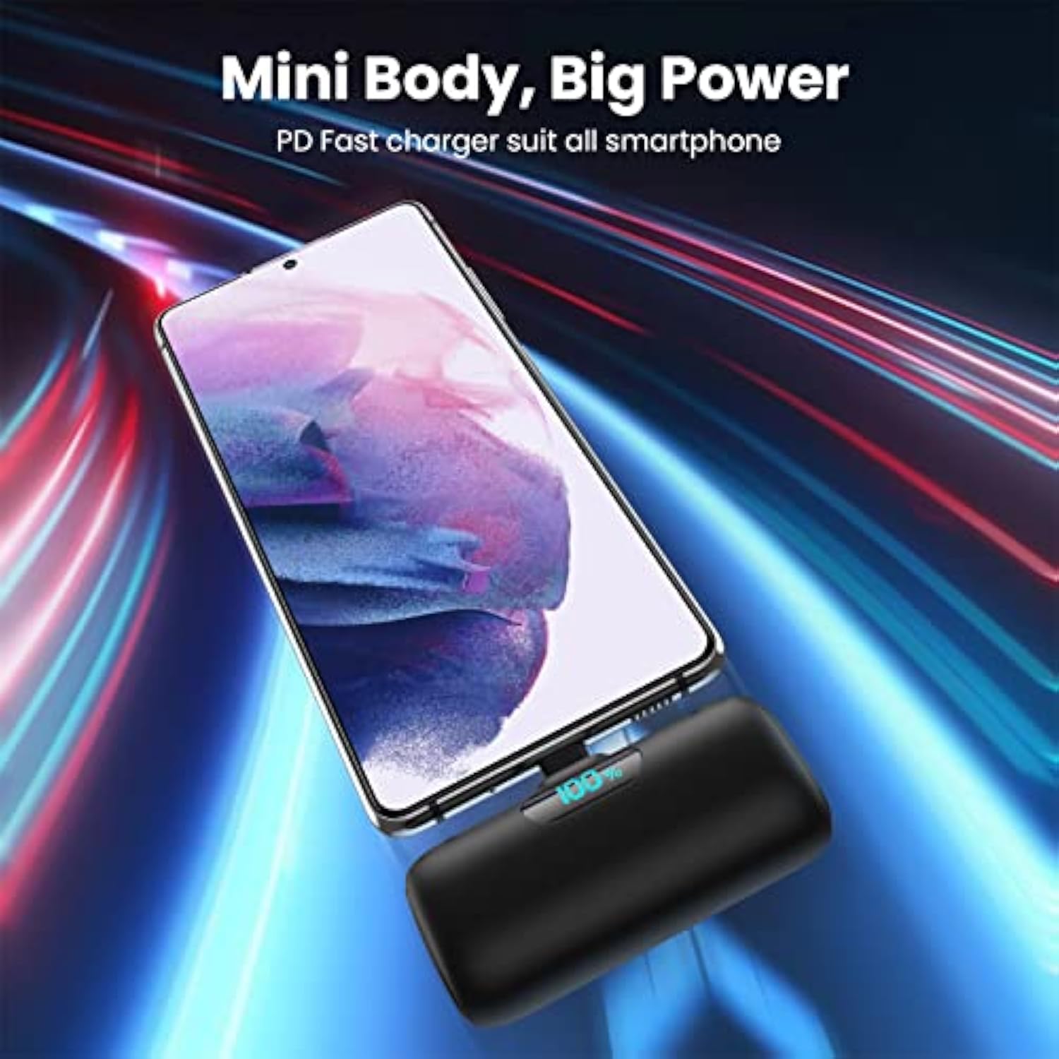 Mini Portable Charger 5000Mah Power Bank,15W Pd Usb C Cell Phone Portable Power,Lcd Display Battery Pack Compatible With Iphone 16/15/15 Plus/15 Pro/15 Pro Max/Android/Samsung/Moto/Lg(Type-C Only)