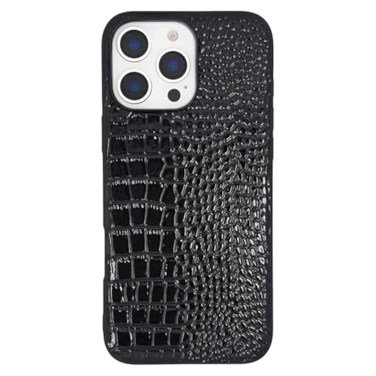 Compatible With Iphone 16 Pro Case For Women, Crocodile Synthetic Patent Leather Cover, Classic Fashion For Iphone16 Pro 2024 6.3 Inch - Black