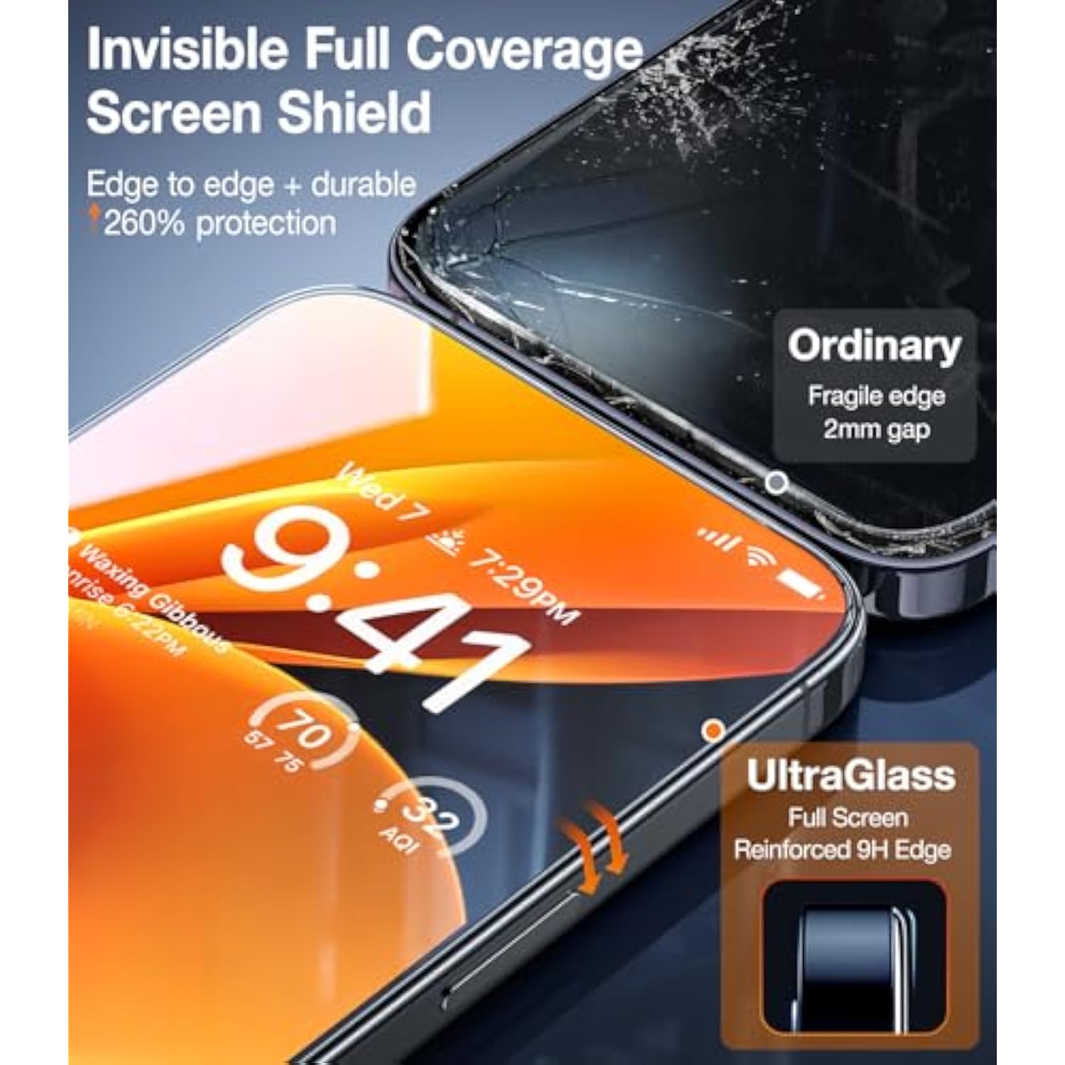 2-Pack 9H+ Shatterproof Screen Protector for iPhone 15 Pro Max - Full Coverage