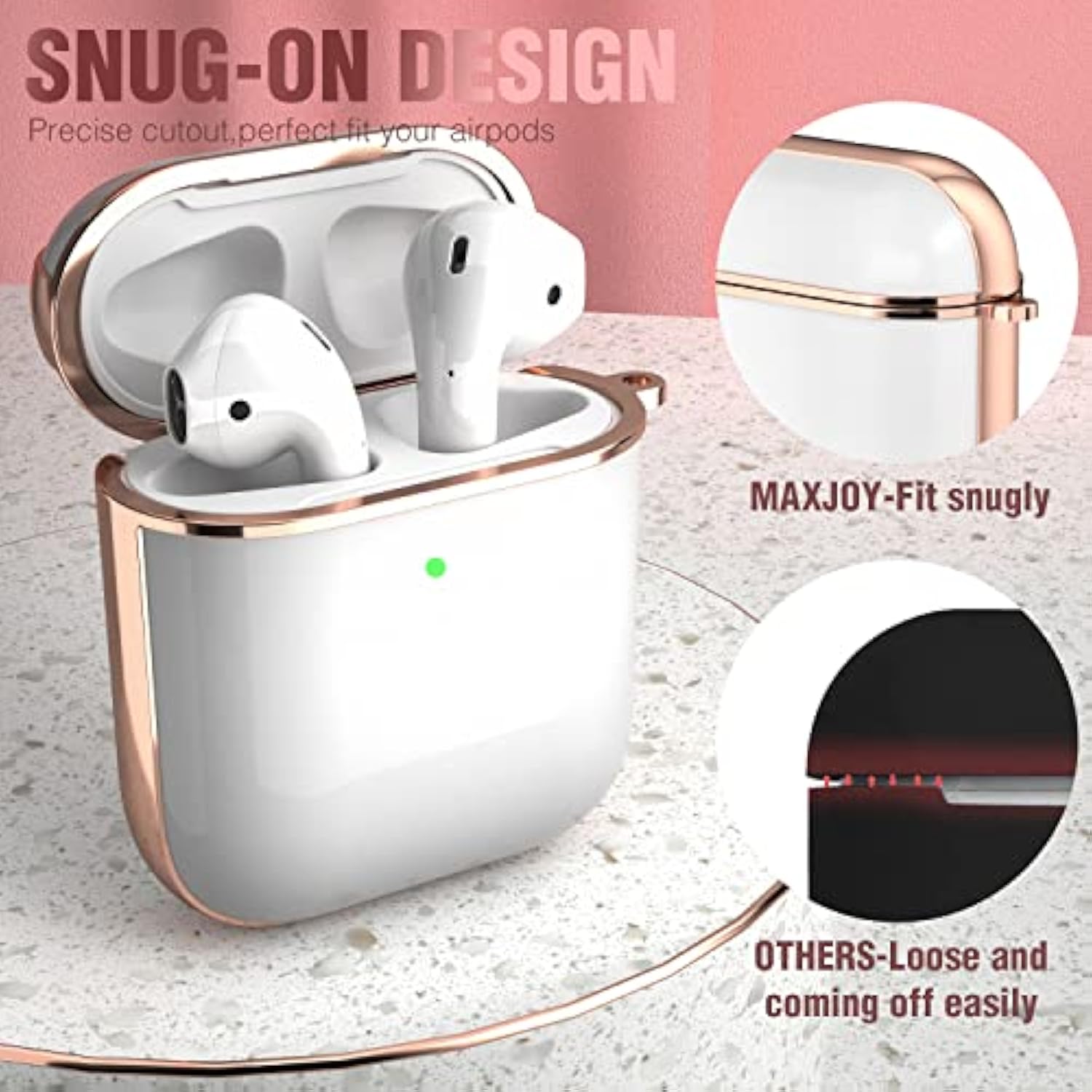 For Airpods Case, Cute Airpod Case Protective Hard Airpod 2 Cover For Women Men With Keychain For Airpods 2Nd 1St Generation Charging Cover 2&1, White