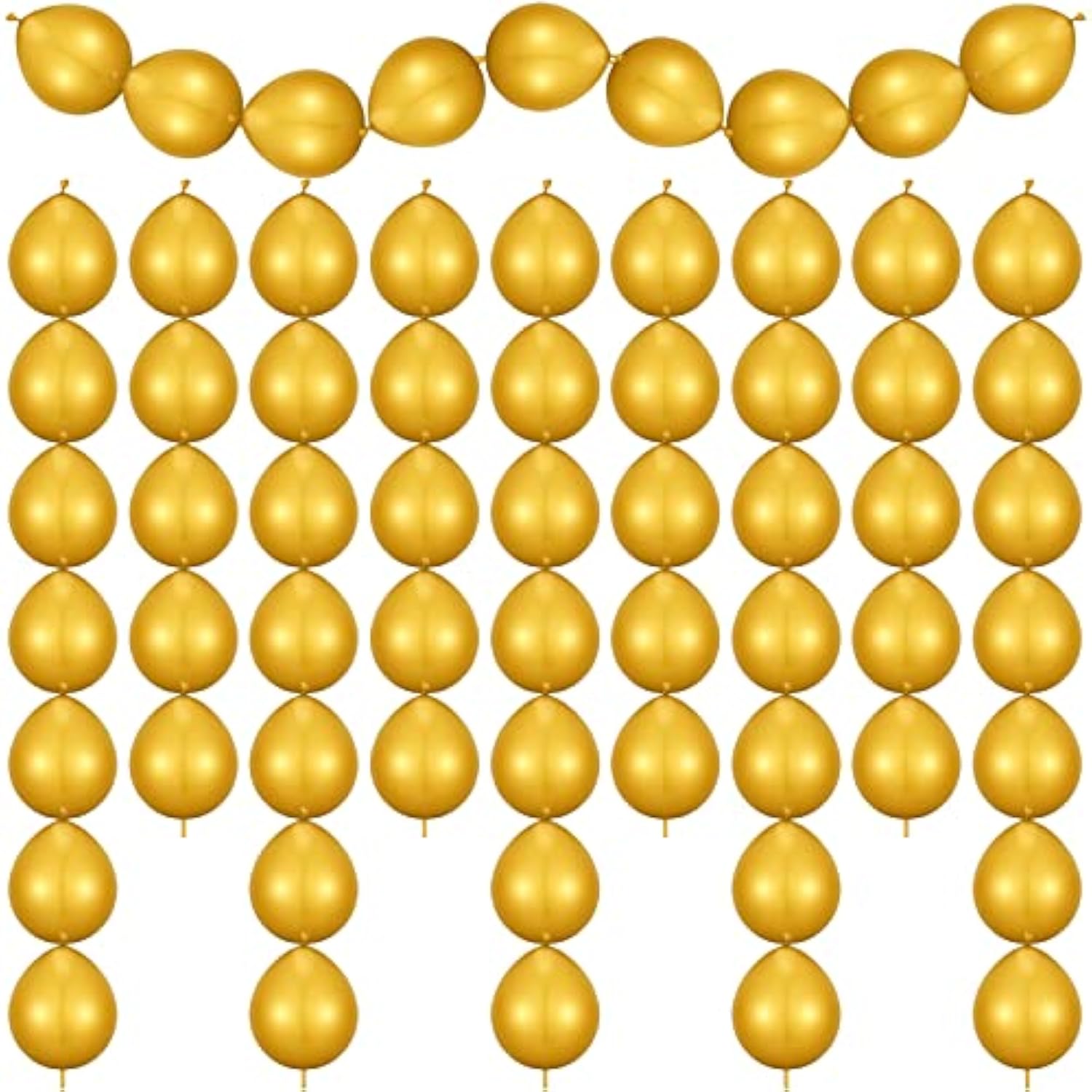 80Pcs 10-Inch Gold Link Balloons for Wall Arch, Chains, Party Decorations