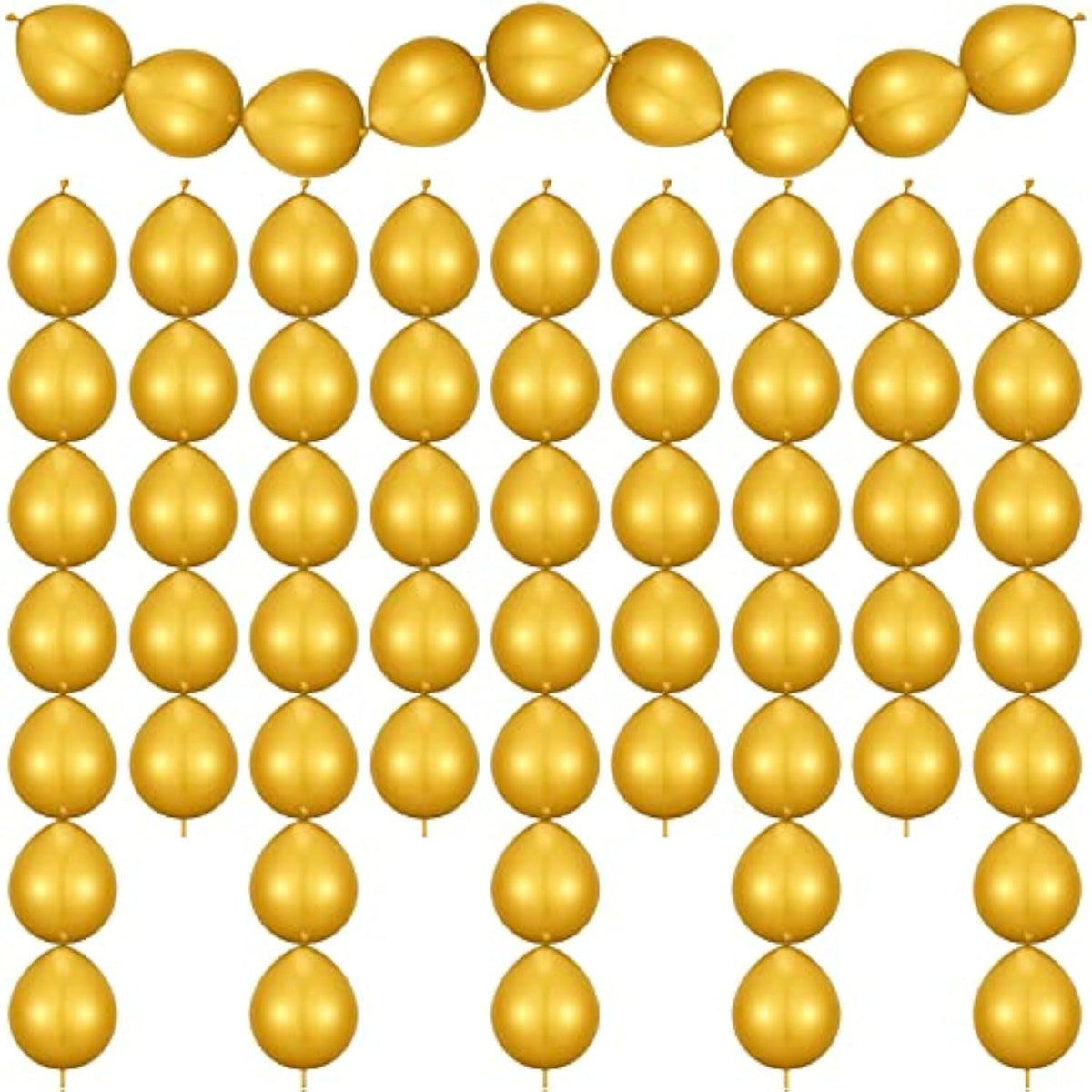 80Pcs 10-Inch Gold Link Balloons for Wall Arch, Chains, Party Decorations