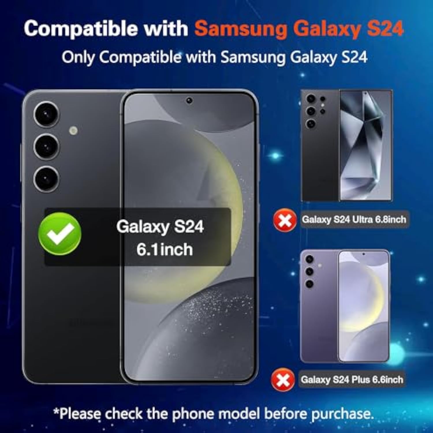For Samsung Galaxy S24 Privacy Screen Protector, 2X Anti Spy Tempered Glass Film + 2X Camera Lens Protector, [Fingerprint Unlock] [28° Anti-Peep] [Installation Tools] [Zero Bubble] Black/Dark Shield For Galaxy S24