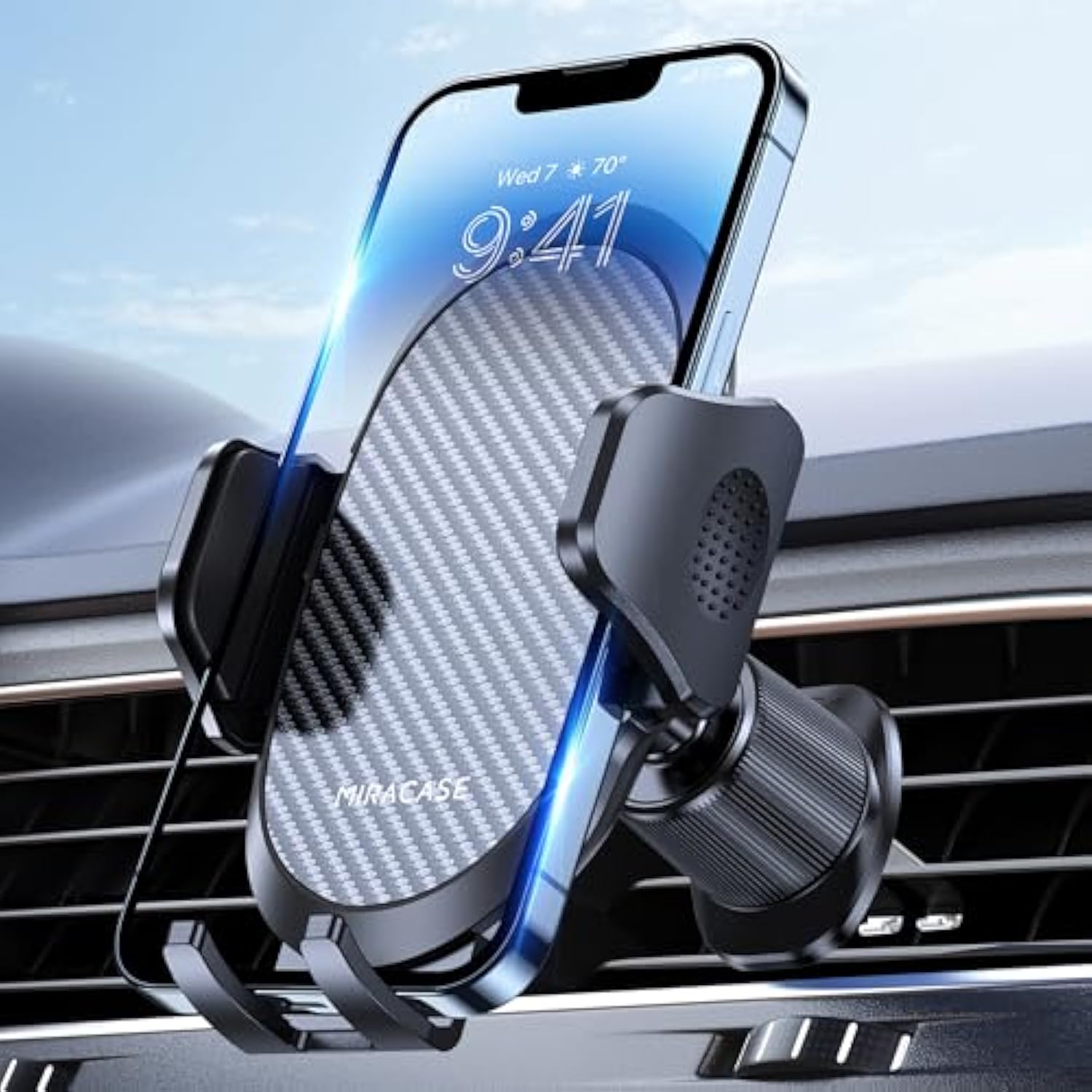 Phone Holder with Metal Hook Clip, Air Vent Mount for All Smartphones, Black