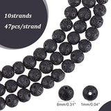 470pcs 8mm Lava Beads – Natural Black Volcanic Rock Beads for Jewelry Making
