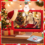 4 Pcs Christmas Computer Monitor Cover And Christmas Mouse Pad Set, Xmas Computer Monitor Decoration Border Cover With Gaming Mouse Pads For Home Office Desk Gifts Supplies