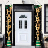 2 Pcs Happy Birthday Banner Decorations For Men Women Boys Girls Black Green Party Decorations Door Porch Sign Welcome Happy Birthday Party Supplies Hanging Backdrop Decor