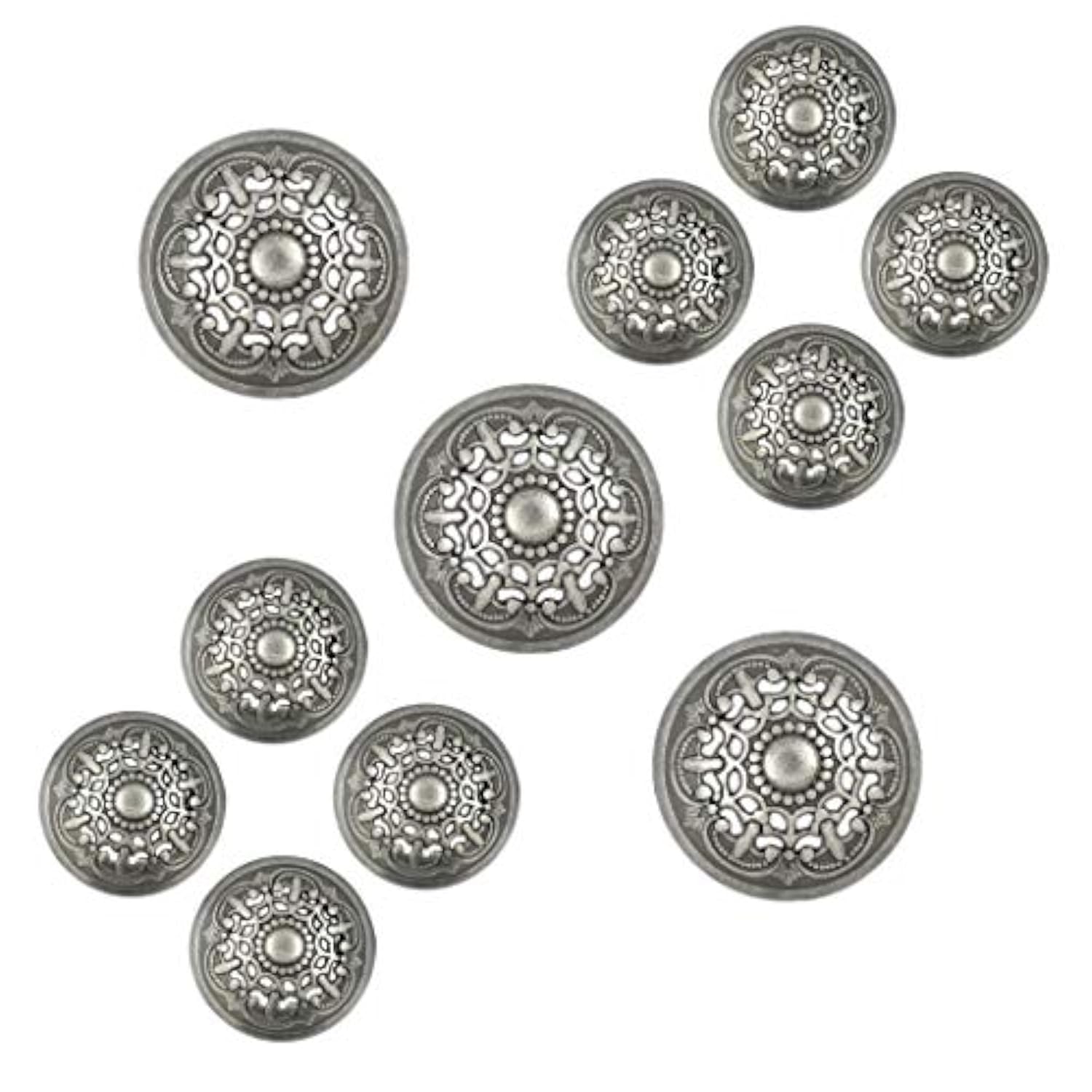 Medieval Filigree Domed Metal Shank Buttons. Blazer Button Set. 3 Pcs