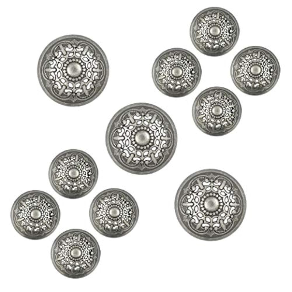 Medieval Filigree Domed Metal Shank Buttons. Blazer Button Set. 3 Pcs