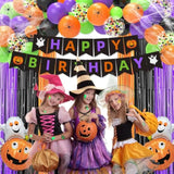 110Pcs Halloween Party Decorations - Banner, BOO Balloons, Swirls, Props & Gift Bags