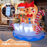 2025 Christmas Inflatable Gingerbread 6Ft Gingerbread Man Couple With Candy Canes Christmas Inflatables Outdoor Decorati