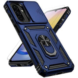 For Samsung Galaxy A26 5G Case With Slide Camera Cover Hd Screen Protector [Military Grade 16Ft. Drop Tested] Magnetic Ring Holder Kickstand Protective Phone Case For Galaxy A26 5G 2025, Navy Blue