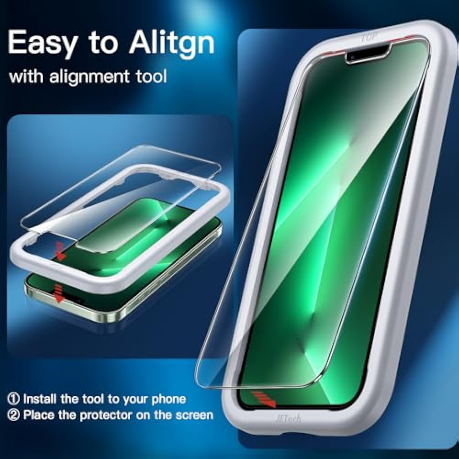 JETech Screen Protector for iPhone 13 Pro Max 6.7-Inch with Camera Lens Protector, Easy-Installation Tool, Tempered Glass Film, 2-Pack Each