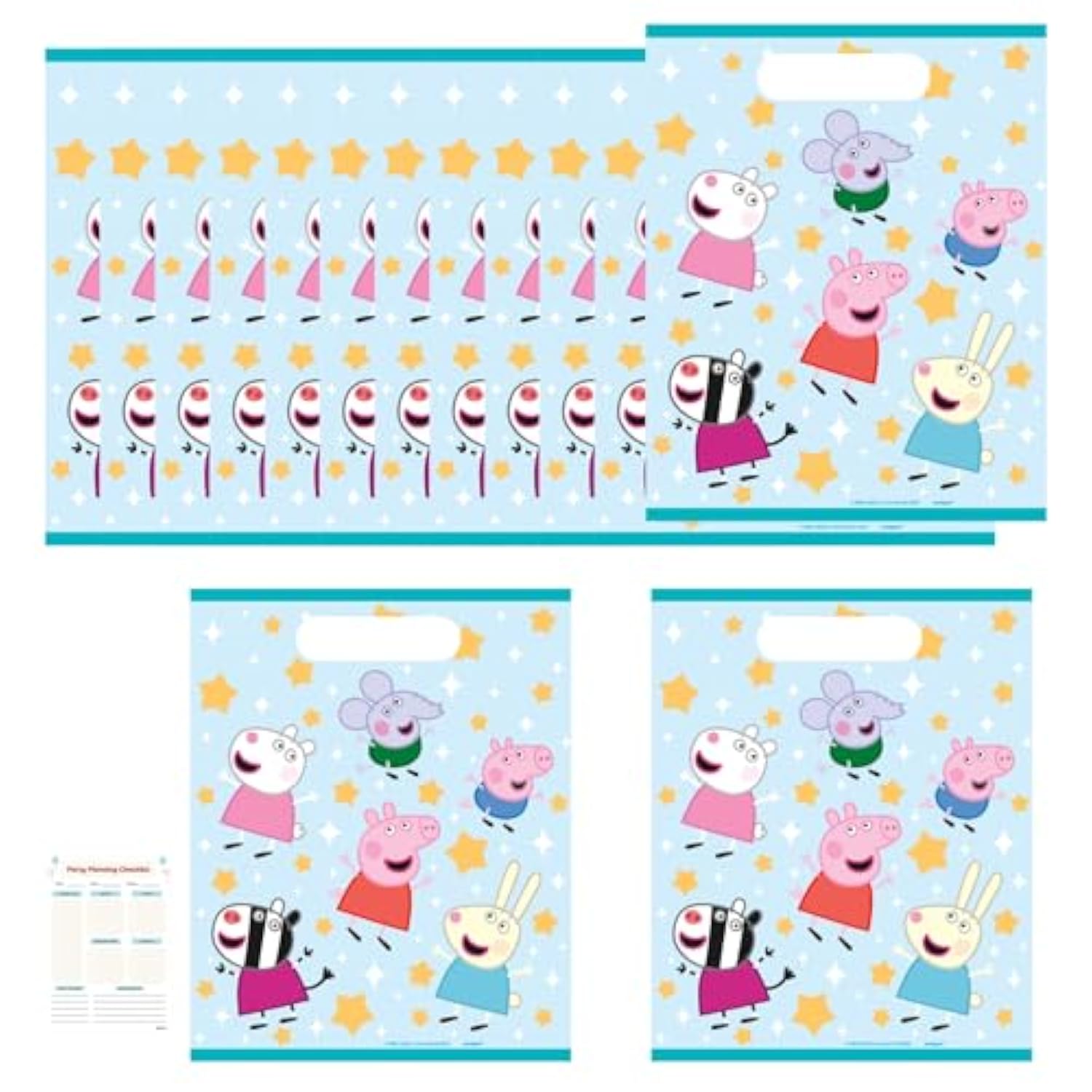 Unique Peppa Pig Party Favor Bags Pack - 16 Peppa Pig Goodie Bags, Checklist - Birthday Party Decorations, Birthday Party Supplies, Officially Licensed