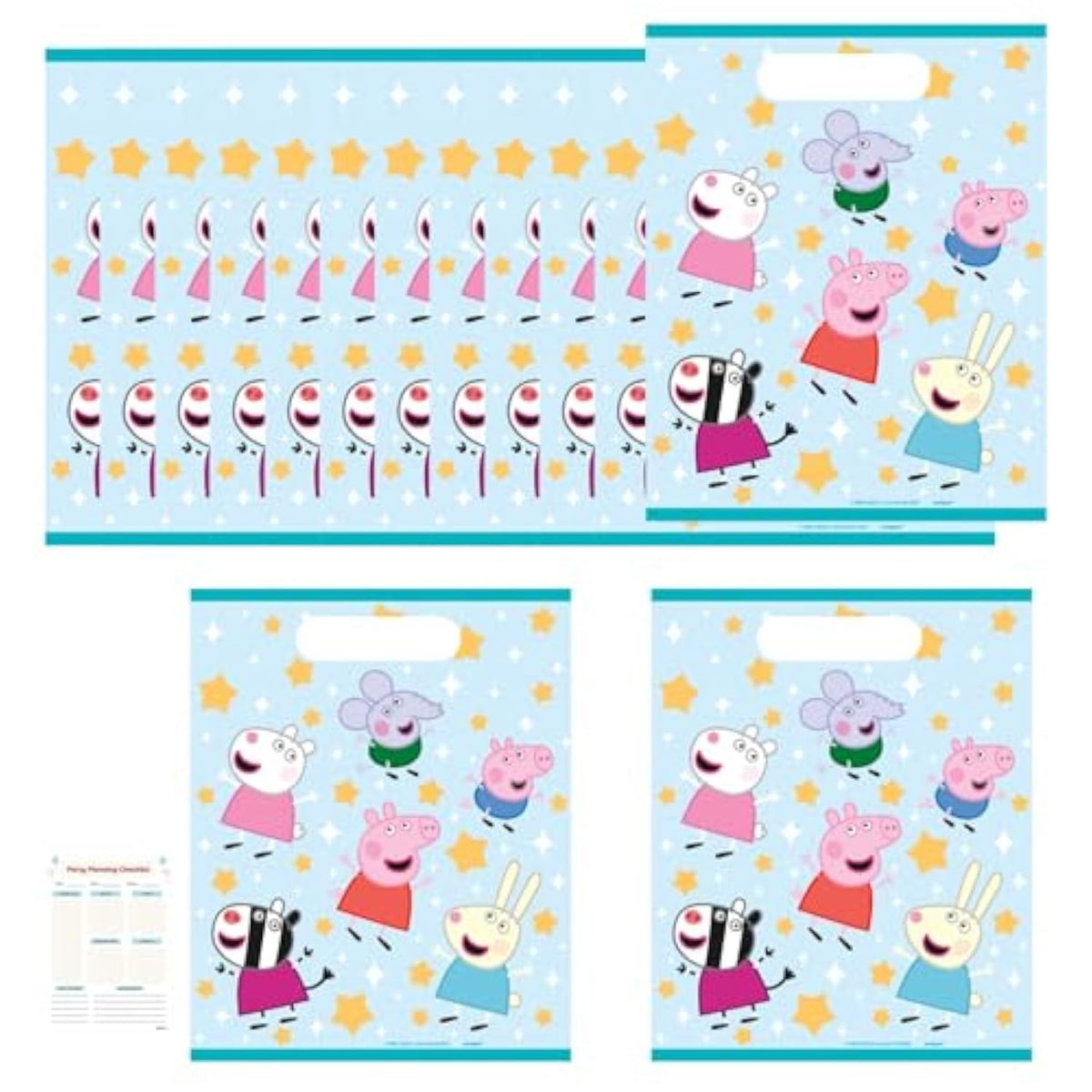 Unique Peppa Pig Party Favor Bags Pack - 16 Peppa Pig Goodie Bags, Checklist - Birthday Party Decorations, Birthday Party Supplies, Officially Licensed