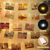 17Ft 100Leds Rechargeable Photo Clips String Light,Remote Control,3 Off Timer,Tangle-Free,Detachable Battery Operated Fa