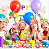 144 Pcs Birthday Crowns For Kids Classroom Include 36 Colorful Birthday Paper Hats With Elastic Band 36 Badge Stickers 36 Slap Bracelets And 36 Pencils For Classroom School Party Supplies