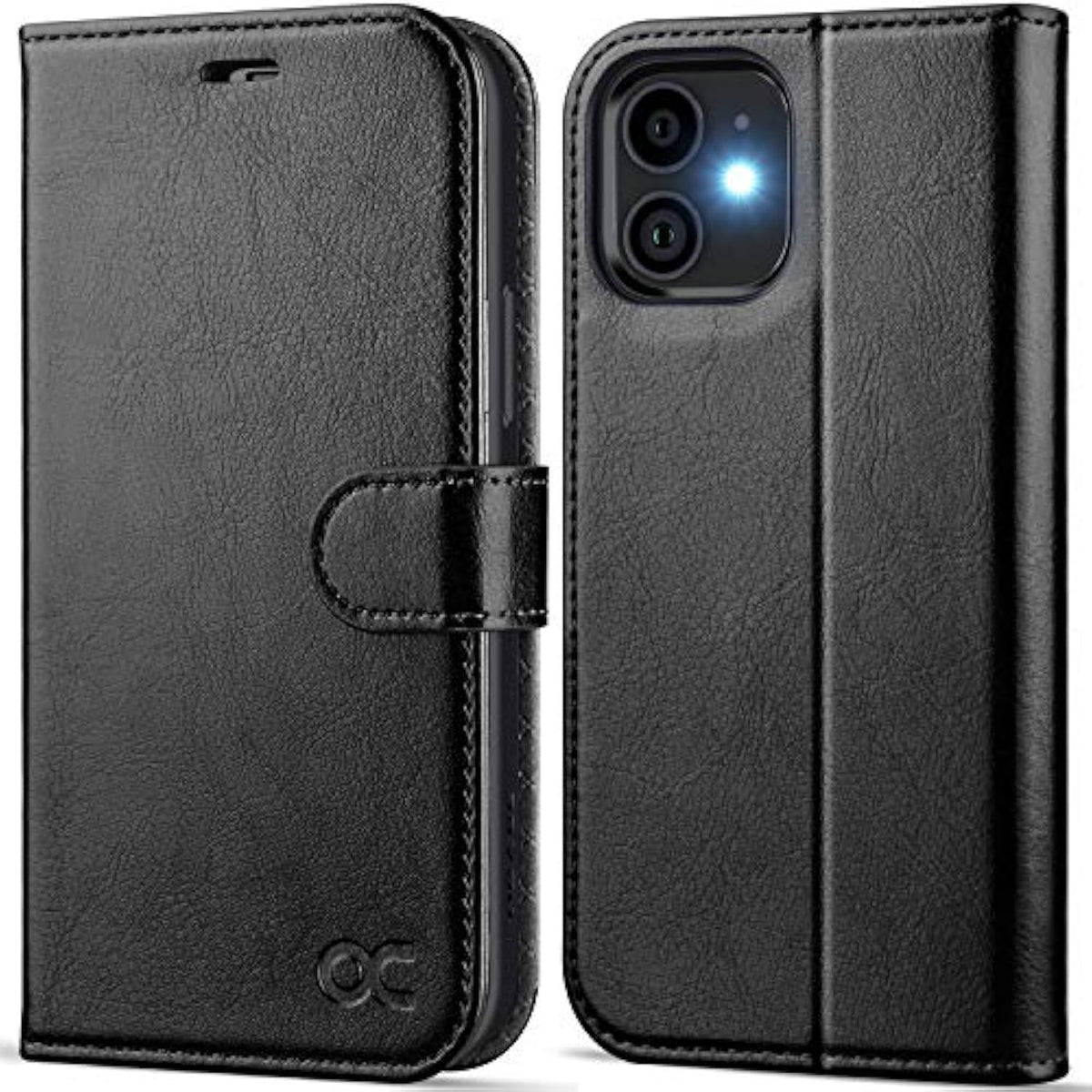 Compatible With Iphone 12 Case/Compatible With Iphone 12 Pro Wallet Case, Pu Leather Flip Case With Card Holders Rfid Blocking Kickstand Phone Cover 6.1 Inch (Black)