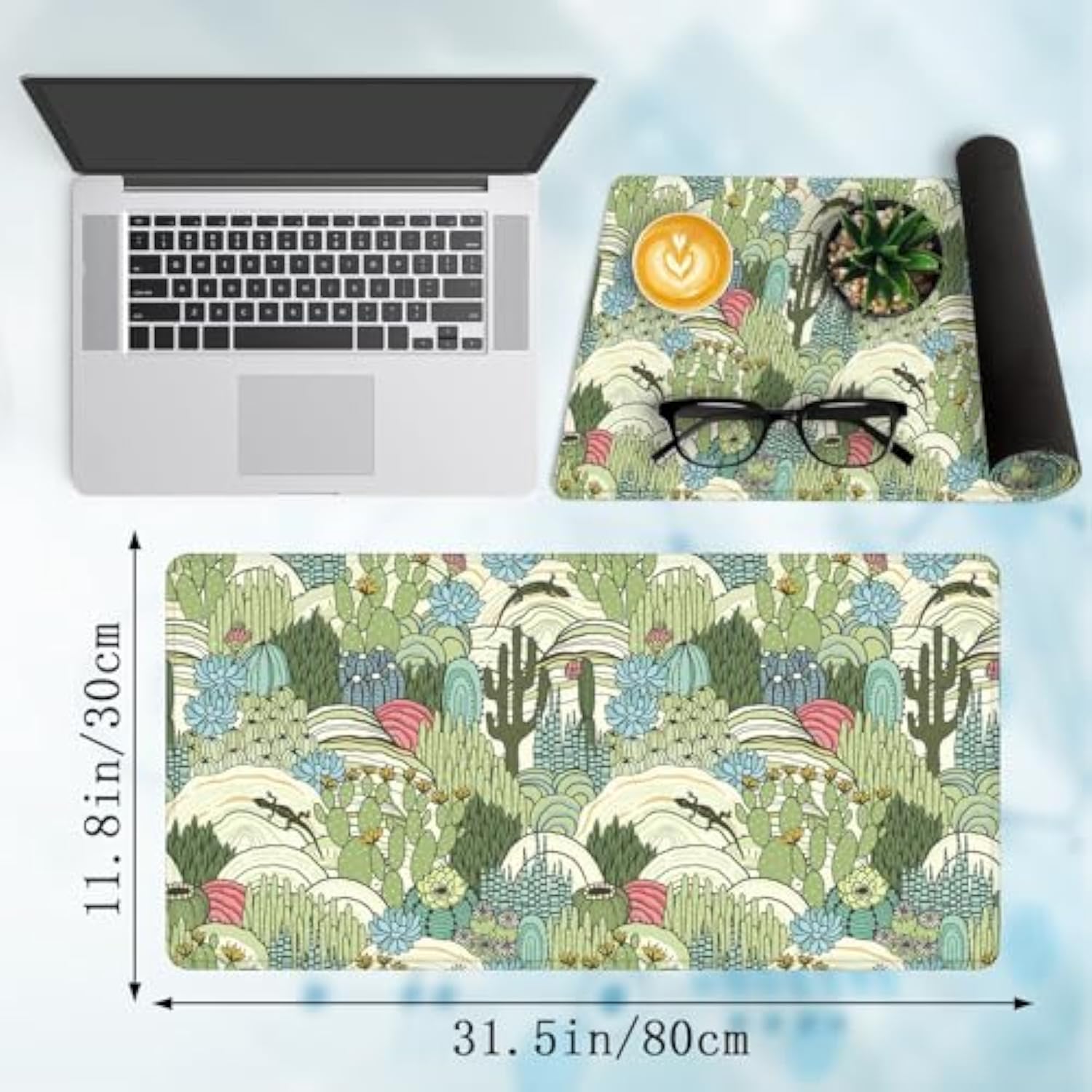 Wild Cactus Gaming Mouse Pads Stitched Edges Design Office Decor Xl Large Mouse Pad For Laptop Computers Desk Writing Mat For Office & Home 31.5X 11.8