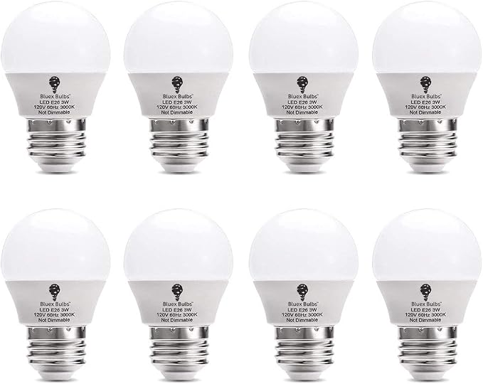8 Pack G14 LED Light Bulbs 3W 3000K Warm White 25W Equivalent E26 Base