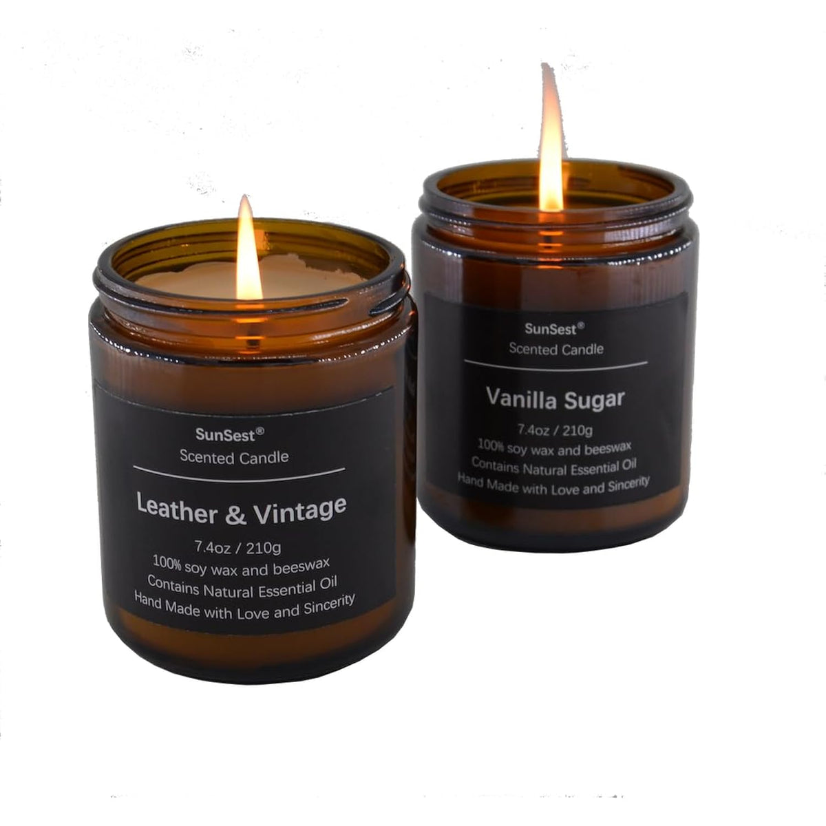 2 Pack Candles, Scented Jar Candle, Gifts For Women And Men, Natural Soy Wax, Long Lasting, Stress Relief, Gifts For Birthday, Valentine, Thanksgiving, Leather/Vintage/Vanilla/Sugar