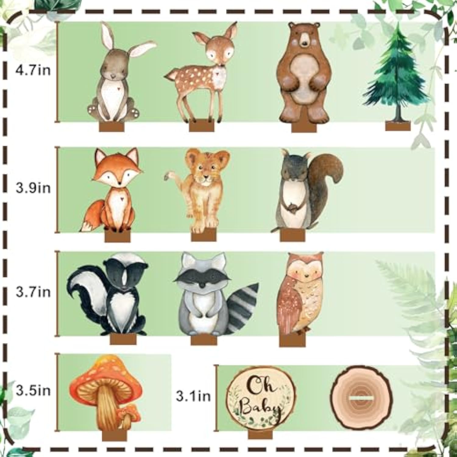 12Pcs Woodland Animals Table Centerpieces, Woodland Baby Shower Decorations, Forest Wild Animal Cutout Shapes For Creatures Baby Shower Table Decorations, Wood
