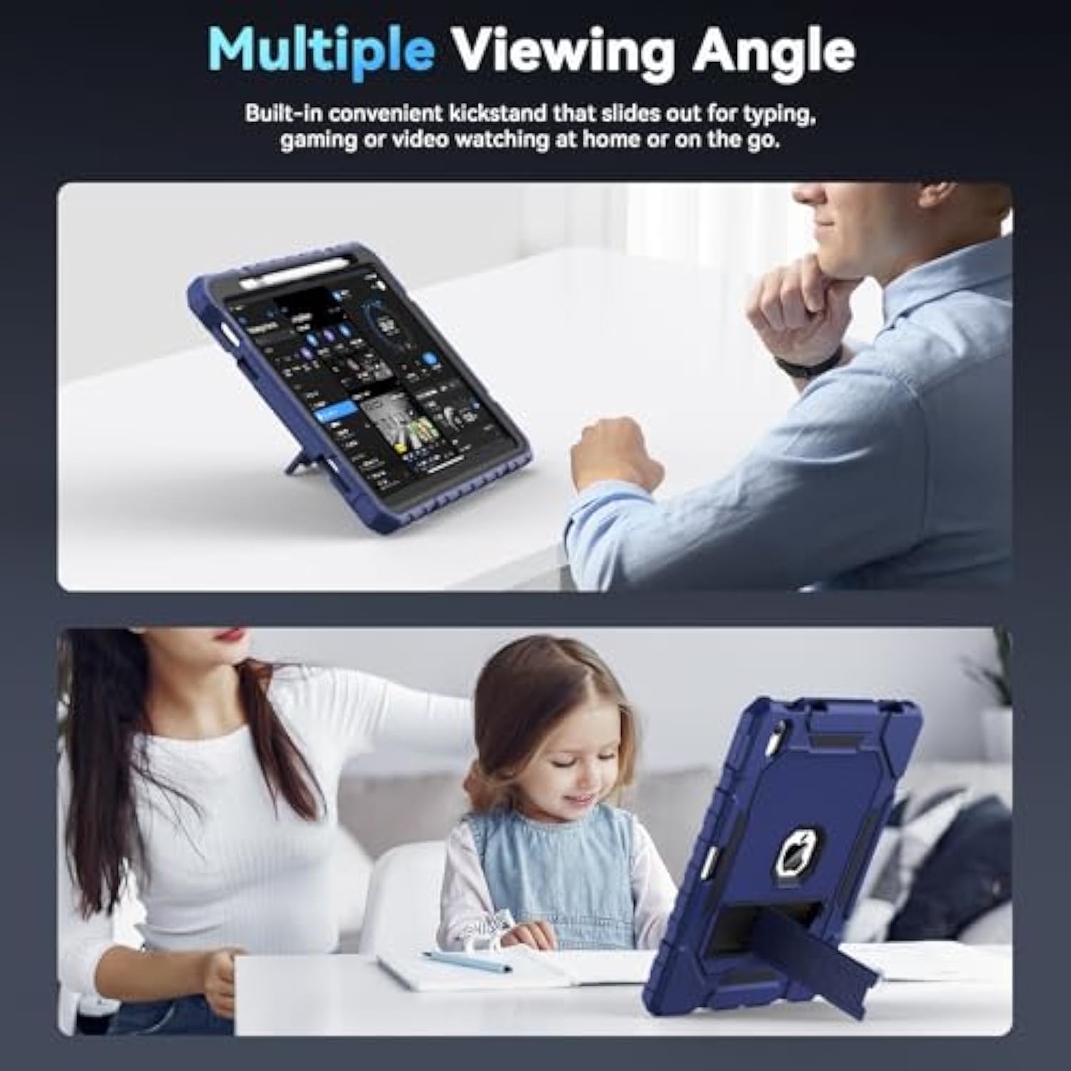 For Ipad A16 Case 11Th Generation 11 Inch 2025 / Ipad 10Th Generation Case 10.9 Inch 2022, Heavy Duty Grade Shockproof Cover With Pencil Holder For I Pad 11/10 Gen (Navy Blue)