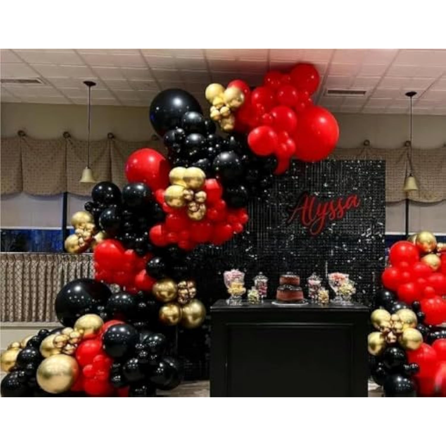 141pcs Black Gold Red Balloon Arch Kit for Birthday, Wedding, Baby Shower Decor