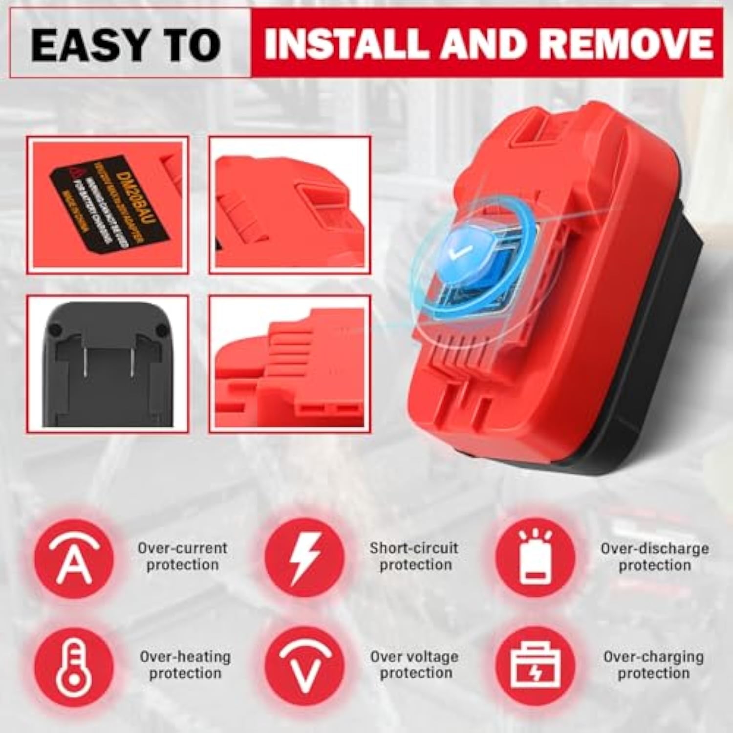 Battery Adapter For Dewalt & For Milwaukee To Bauer Battery Adapter Use For Bauer 20V Cordless Power Tool (Adapter Only)