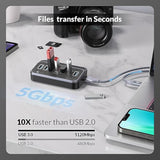 32-Degree Ergonomic Design 7-Port Data Hub,Usb 3.2 Gen1 5Gbps Adapter, , With