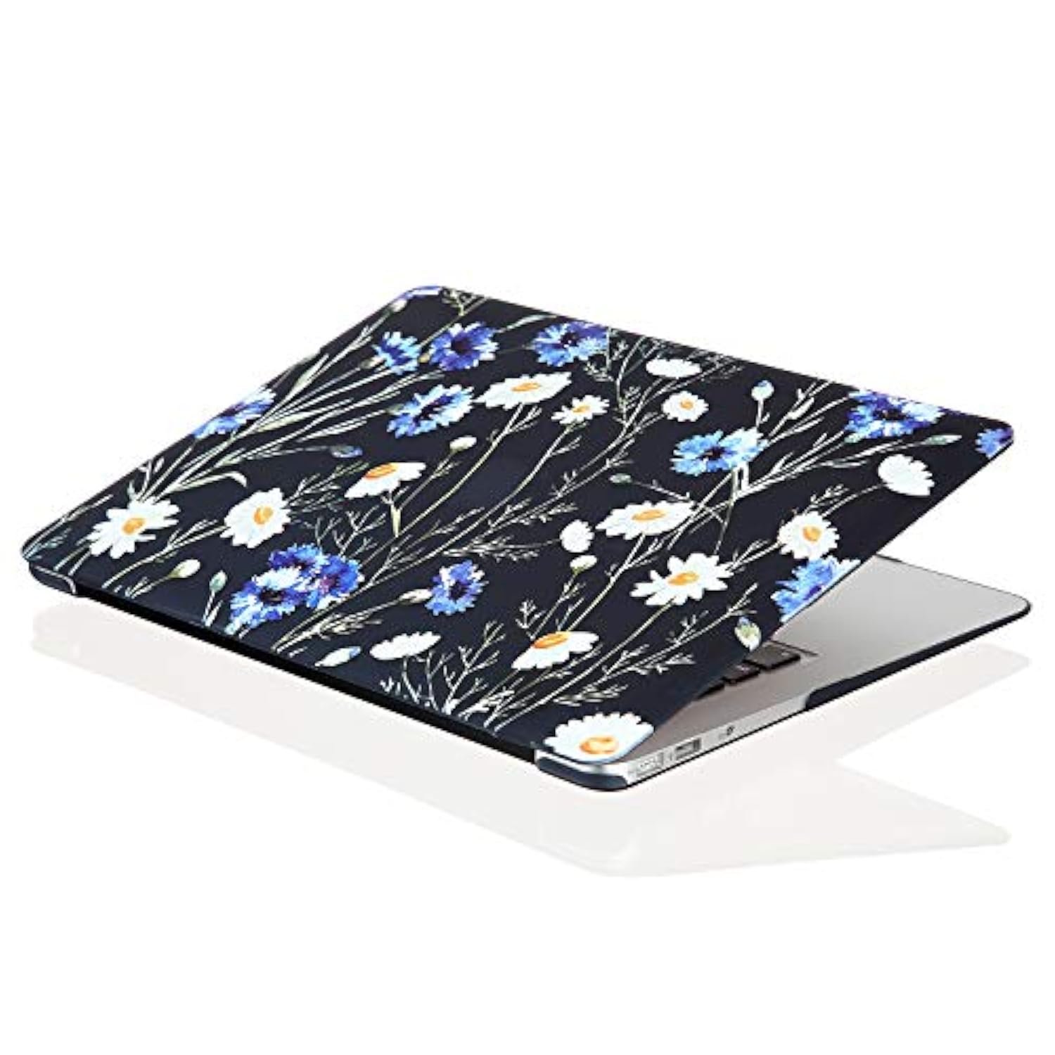 Case For Macbook Air 13 Inch (Model: A1466 & A1369, 2010-2017 Release), 3D Effect Matte Black See Through Hard Cover & Keyboard Cover Compatible Older Version Mac Air 13.3 Inch, Floral Pattern