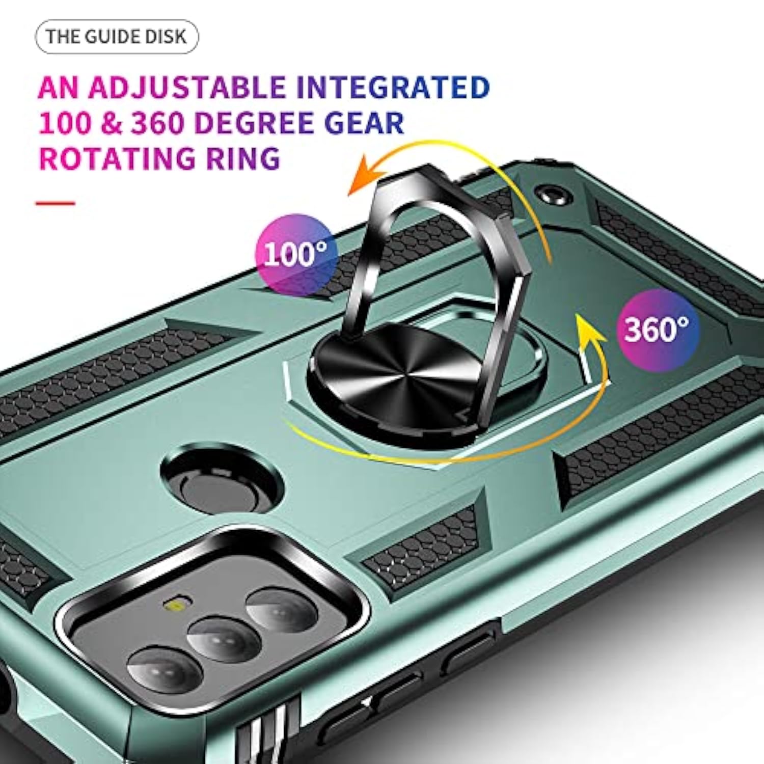 Dark Green Moto G Play 2023 Case with HD Screen Protector and Ring Stand