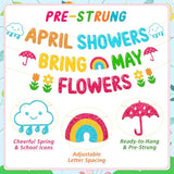 April Showers Bring May Flowers Banner School Classroom Spring Party Decorations For Student Children Teacher Celebrating Happy Spring Party Supplies
