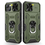 For Iphone 14 Case, Iphone 13 Case With Camera Cover & Kickstand With Built-In 360°Rotate Ring Stand Heavy Duty Protective Phone Cover Case For Iphone 14 & Iphone 13 - Green