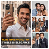 Unique Design Luxury Leather Business Phone Case For Iphone 16 Pro Anti-Slip Scratch Resistant Ultra Slim Protective Case (2024,6.3”) (Brown)