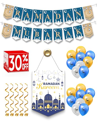 Ramadan decorations for home 2026 set ( ramadan wreath -2 Ramdan banner 18 Ramdan balloons ) Ramadan decor - Ramadan's gifts - Ramadan's decoration - Ramadan's mubarak banners