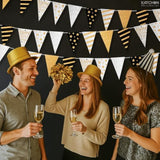 Huge 30-Foot New Year 2026 Banner in Black and Gold for Party and NYE Decor